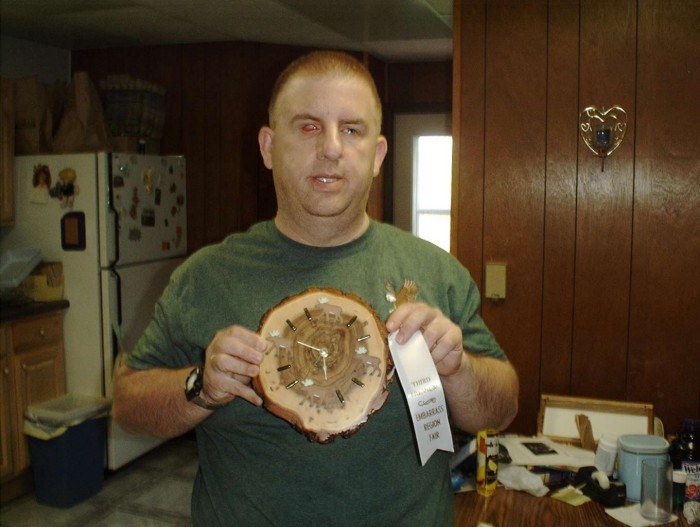 photo of a slab of wood made into a clock